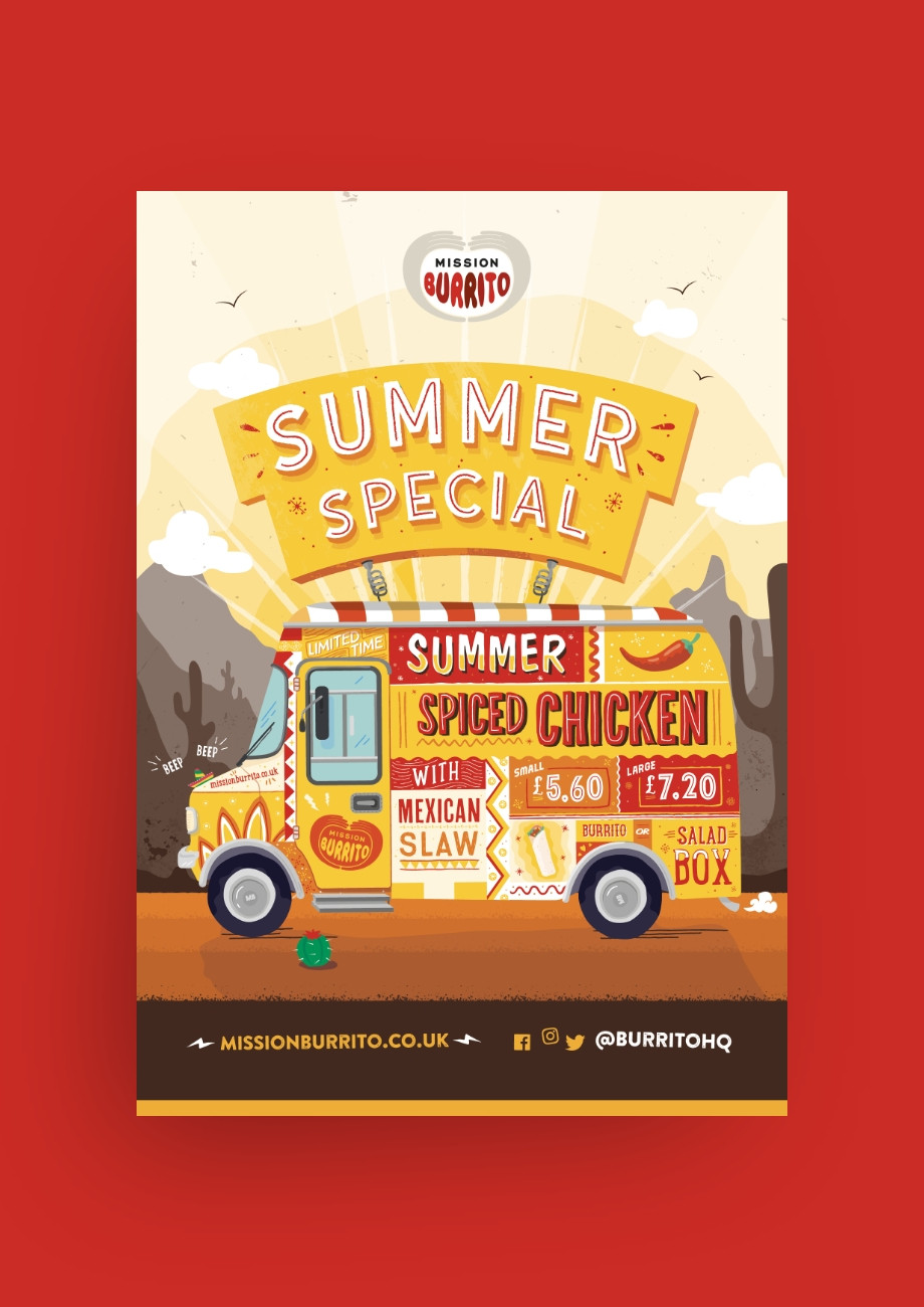 Illustrated Food truck poster design by Root Studio